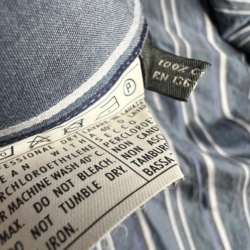 Salvatore Ferragamo Striped Button Up Shirt Blue White Cotton Made in Italy L - Picture 5 of 8